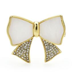 Wuli&baby Acrylic Bowknot Brooches For Women Rhinestone Classic Bow Knot Party Office Brooch Pin Gifts