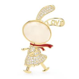 Wuli&baby Wear Red Scarf Rabbit Brooches For Women Top Quality Lovely Animal Lady Girl Office Party Brooch Pin Gifts