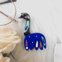 Wuli&baby Acrylic Ostrich Bird Brooches For Women Unisex Blue Bird Animal Party Office Brooch Pin Gifts
