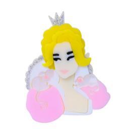 Wuli&baby Acrylic Princess Brooches Wear Crown Dress Beauty Girl Lady Figure Office Party Brooch Pin Gifts