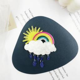 Wuli&baby Acrylic Raining Cloudy Brooches For Women Unisex Rainbow Party Office Brooch Pin Gifts