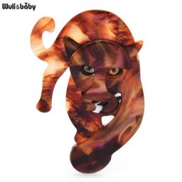 Wuli&baby Big Acrylic Tiger Brooches For Women Unisex 2-color Down The Hill Tiger Animal Party Casual Brooch Pin Gifts