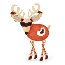 Wuli&baby Cool Wear Glass Deer Brooches For Women Men Enamel Christmas New Year Animal Brooch Pin Gifts