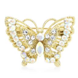 Wuli&baby Cute Butterfly Brooches For Women Czech Rhinestone Beauty Little Insects Collar Pin Gifts