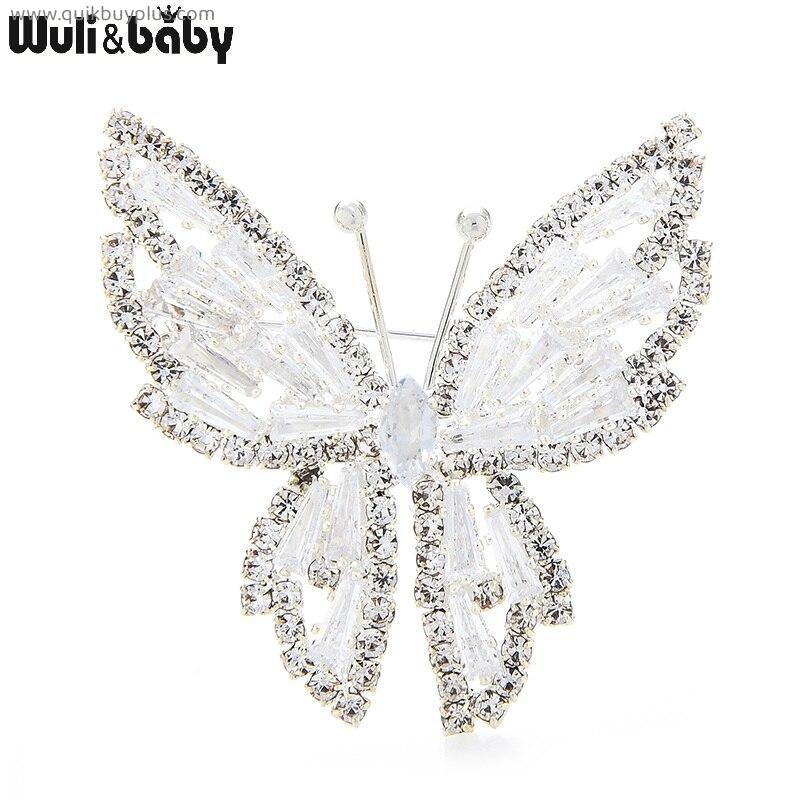 Wuli&baby Cute Cubic Zircon Butterfly Brooches For Women Classic Insect Weddings Office Collar Pins Gifts