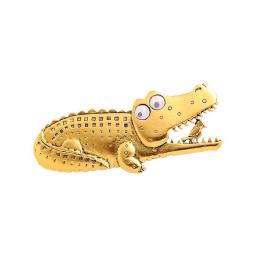 Wuli&baby Play With Bird Crocodile Brooches For Women Lady Retro 3-color Alligator Animal Interesting Brooch Pins Gifts