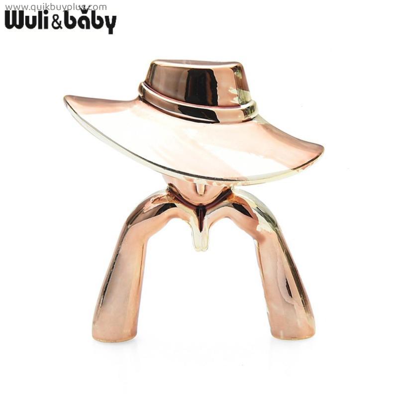 Wuli&baby Wear Hat Girl Brooches Women Alloy 2-color Beauty Lady Figure Casual Office Brooch Pins Gifts