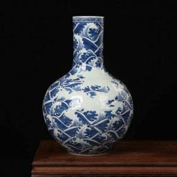 Wxliner Blue & White Porcelain Vases Antique Vase Chinese Flower Vase Home Decorations Ancient Palace Ornaments White Porcelain Vases Uneven Distribution Ceramic Flower Vase