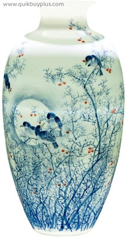 Wxliner Blue & White Porcelain Vases Ceramics Master Pure Hand-Painted Blue and White Porcelain Vase Chinese Style Ornaments Chinese Style Living Room Ceramic vase Ceramic Flower Vase