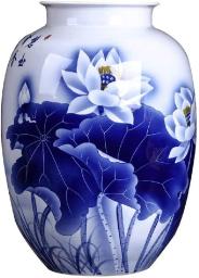 Wxliner Blue & White Porcelain Vases Vase Ceramic Ornaments Large Vases Home Living Room Flower Decoration Bottle Vase Decoration Hand-Painted Blue and White Porcelain Crafts Ceramic Flower Vase