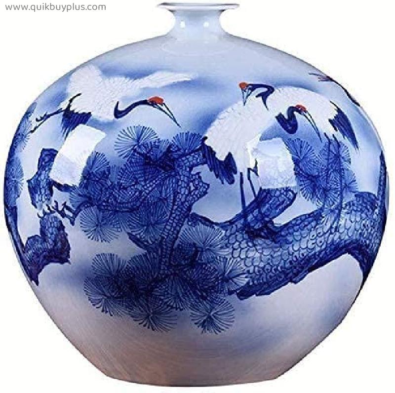 Wxliner Blue & White Porcelain Vases Vase Grave Ceramic Hand-Painted Blue and White Porcelain Ornaments Creative Fashion Decorative Ornaments Collection Home 29 26 6Cm for Flowers Ceramic Flower Vase