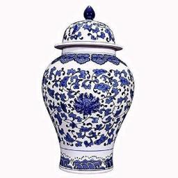 Wxliner Blue & White Porcelain Vases Antique VaseCeramic Jar Ginger Jar Decoration Antique Blue And White Porcelain Study Decoration Ceramic Flower Vase
