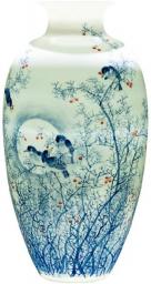 Wxliner Blue & White Porcelain Vases Ceramics Master Pure Hand-Painted Blue And White Porcelain Vase Chinese Style Ornaments Chinese Style Living Room Ceramic Vase Ceramic Flower Vase