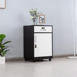 XIAOPENG 2 Drawer Steel Metal Filing Cabinet with Password and Built-in Handle, White+Black
