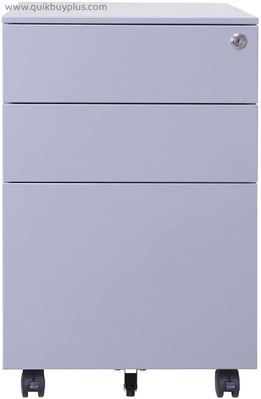 XIAOPENG Chest of Drawers, 3 Drawer Steel Metal Filing Cabinet Lockable Rolling Vertical File Cabinet, Fully Assembled, Grey