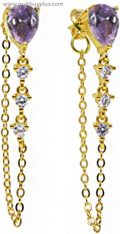 XKUN Earring 925 Sterling Silver Hoop Earrings For Women Simple Purple Color Water Drop/Cross/Rectangle Earrings Jewelry
