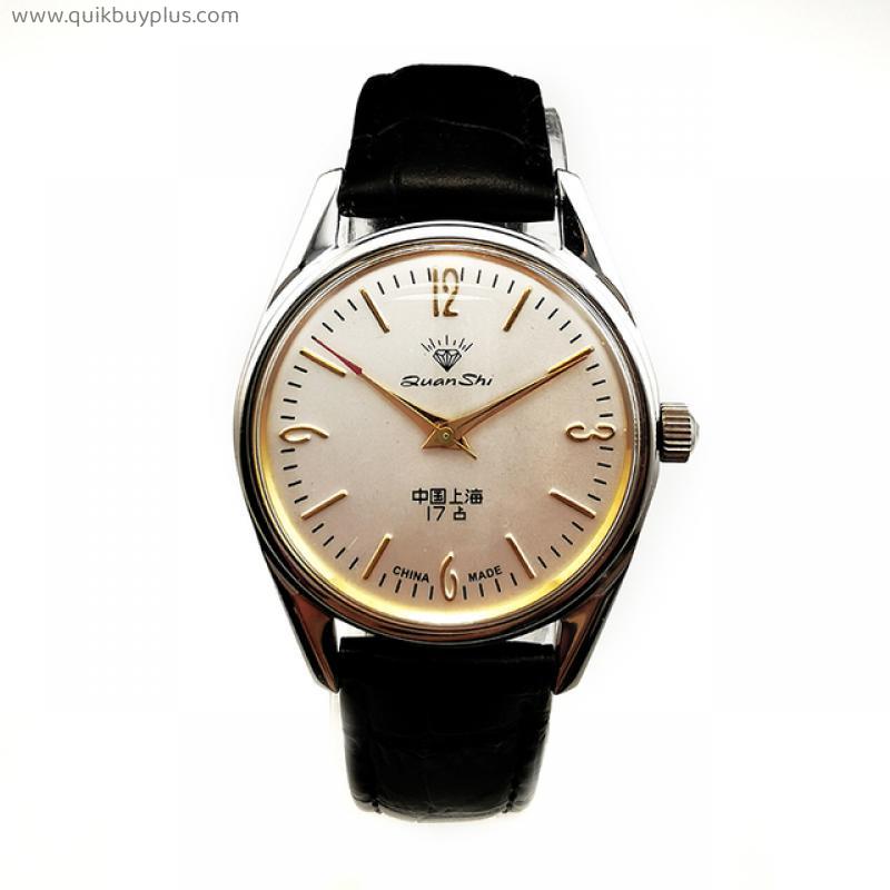 Xangai genuíno relógio mecânico manual enrolamento 17 diamante retro moda à prova dwaterproof água masculino relógio masculino para homem