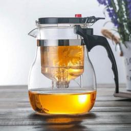 YANRUI Teapot Cast Iron Teapot Clear Glass Tea Maker with Removable Strainer, Thicken Heat Resistant Tea Kettle for Loose Leaf Tea and Blooming Tea Tea Accessories (Size : 950ml)