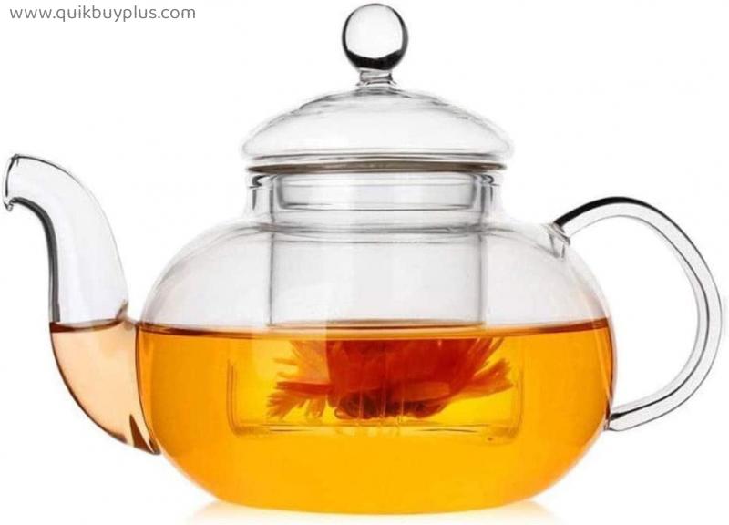 YANRUI Teapot Cast Iron Teapot Heat Resistant Tea Kettle with Removable Filter Clear Thicken Glass Tea Strainers for Loose Leaf Tea Blooming Tea Tea Accessories (Size : 800ml)