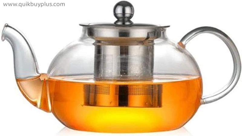 YANRUI Teapot Cast Iron Teapot Heat Resistant Tea Kettle with Stainless Steel Filter Clear Thicken Glass Tea Strainers for Loose Leaf Tea Tea Accessories (Size : 400ml)