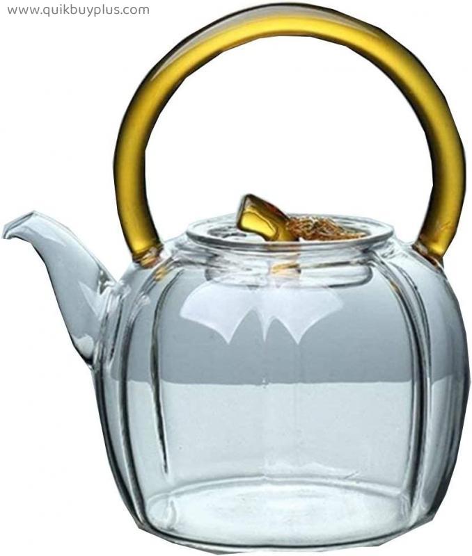 YANRUI Teapot Glass Teapot Explosion-Proof Thickened Heat-Resistant Filter Liner Kettle Tea Set Health Pot 800ml