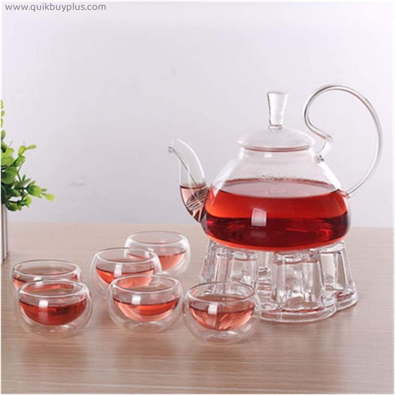 YANRUI Teapot Glass Teapot Large Capacity Thickened Teapot with Filter (Height: 13CM, Pot with Handle: 13.5CM, Bottom Diameter: 13.5CM)