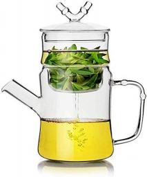 YANRUI Teapot Heat Resistant Glass Tea Pot Flower Tea Set Puer Kettle Coffee Teapot Convenient with (Size : 550ml)
