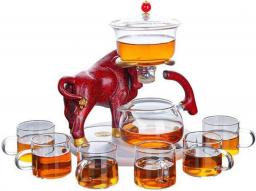 YANRUI Teapot Magnetic Glass Kungfu Teapot, Cow Base Heat-Resistant Magnetic Out Water Strainer Tea Set, (Style : A)