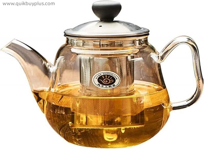 YANRUI Teapot Resistant Glass Teapot Flower Tea Set Kettle Coffee Tea Pot Drinkware Set Stainless Steel Strainer (Size : 300ml)