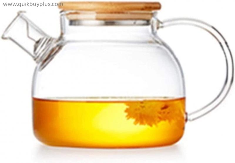 YANRUI Teapot Tea Pot Set Thickened High Borosilicate Glass Transparent Heat Resistant Tea Pot Juice Fu Tea Set Lid-1000ML