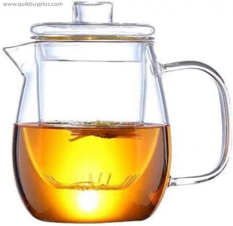 YANRUI Teapot Teapot Clear Glass Tea Infuser with Removable Strainer, Thicken Heat Resistant Tea Kettle for Loose Leaf Tea and Blooming Tea Tea Accessories 1yess