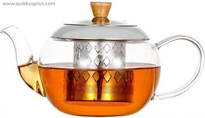 YANRUI Teapot Teapot Glass Kettle Glass Transparent Bubble Thick High Temperature Flower Household Glass Tea Set Filter Tea