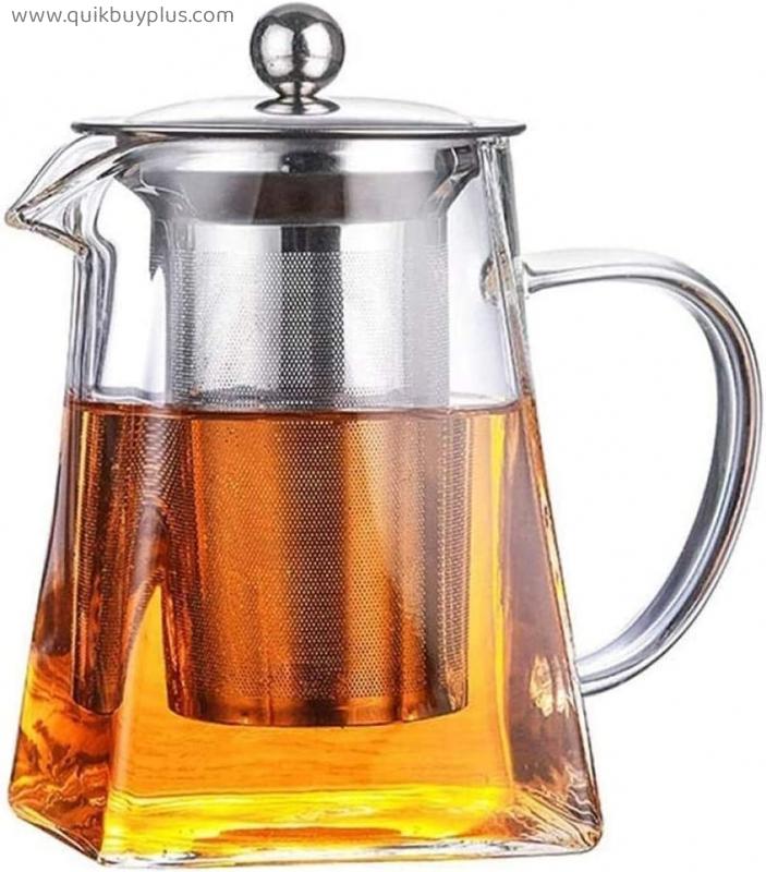 YANRUI Teapot Teapot Tea Sets 500ML Glass Heat Resistant Square Glass with Tea Infuser Filter Milk Oolong Flower Tea