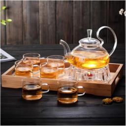 YANRUI Teapot Transparent Glass Teapot Set Tea Infuser Filter Set Glass Teapot Thickened High Temperature Teapot