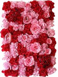 YANXIAOPING 10 Pieces Romantic Artificial Flowers Wall Panel Wedding Venue Floral Decor- Rose Pink (6040cm) (Size : 10pack)