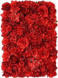 YANXIAOPING Artificial Flower Wall Floral Backdrop 60x40cm Trellis Privacy Hedge Wedding Photography Home Decor - red (Size : 1pack)
