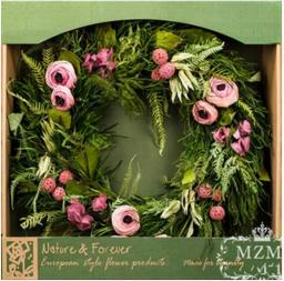 YANXIAOPING Christmas Wreath Dried Flowers Everlasting Flower High-tech Processing Natural Gift Box Gift for Friends and Family 17.7inch (Color : B)