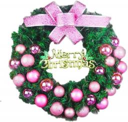 YANXIAOPING Christmas Wreath Pink Bowknot and Pink Ball Decoration, Shop Window Arrangement (40/50/60cm) (Size : 60cm)