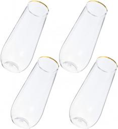 YARNOW 4pcs Acrylic Champagne Glasses Unbreakable Shatterproof Reusable Cocktail Wine Cups For Drinking Beer Water Juice Wine Golden
