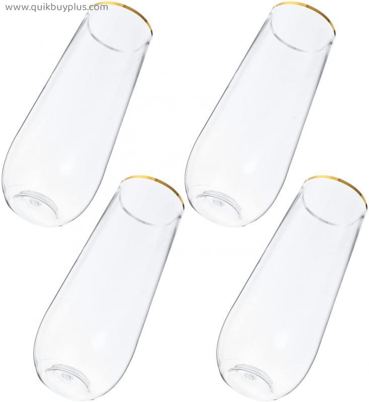 YARNOW 4pcs Acrylic Champagne Glasses Unbreakable Shatterproof Reusable Cocktail Wine Cups for Drinking Beer Water Juice Wine Golden