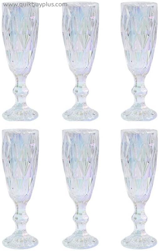 YARNOW 6Pcs Glass Goblets Cocktail Glasses Thicken Colorful Champagne Glasses Wine Glasses Martini Goblets for Home Bar Hotel Restaurant