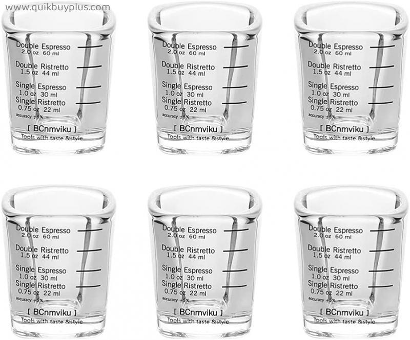 YARNOW 6Pcs Shot Glasses Clear Measuring Cup with Scale 1. 5 oz Glass Ounce Cups Liqueur Goblet Wine Cocktail Glass for Whiskey Cocktail Tequila Cake Shots Espresso