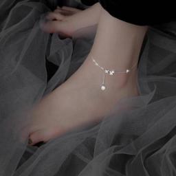 YCDtop Anklets Ankle Bracelets Flash Diamond Butterfly Tassel Anklet Fairy Simple Summer Beach Footwear