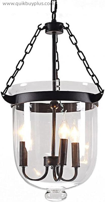 YHQSYKS E14 3-Light Imitation Bronze Pendant Light Transparent Glass Lantern Chandelier Industrial Iron Hanging Lamps For Dining Bedroom Living Room Contemporary Lighting