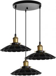 YHQSYKS Modern Black Wrought Iron Chandelier Industrial 3-Light Round Pendent Lamp For Dining Room Bedroom Kitchen Island Living Room Ceiling Ceiling Light