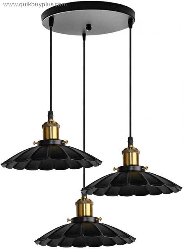 YHQSYKS Modern Black Wrought Iron Chandelier Industrial 3-Light Round Pendent Lamp For Dining Room Bedroom Kitchen Island Living Room Ceiling Ceiling Light