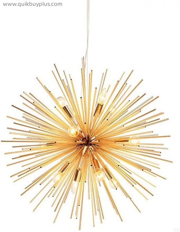 YHQSYKS Nordic Spherical Pendant Light Creative Sea Urchin Gold Light Fixture Golden Wrought Iron Chandelier Ceiling Light for Restaurant Living Room Shop Decorative Lighting