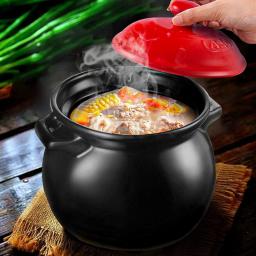 YISUPP Terracotta Casserole Dishes with Lids Clay Casserole - Korean Bowl Earthenware Stone Pot Bibimbap Soup Bowls Holds Heat for 2 Hours After Using - Best Gift,black-6L