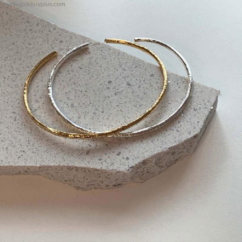 YOUHU Silver Anklets For Women,925 Sterling Silver Bangle 2Pcs Vintage Hammered Texture Thin Simple Unique Cuff Bangle Adjustable Open Amulet Bracelet For Men Women Eternity Jewelry