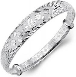 YOUHU Silver Bracelet For Women,925 Sterling Silver Bangle Vintage Auspicious Blessing Flower Carved Ethnic Exquisite Cuff Bangle Adjustable Amulet Bracelet For Men Women Eternity Jewelry